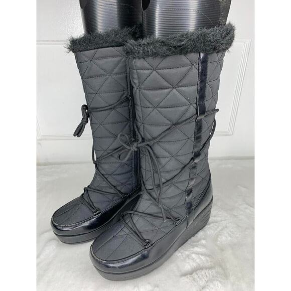 London Fog Womens Quilted Water-Resistant Winter Snow Boots With Faux Fur Size 6 - Picture 1 of 8